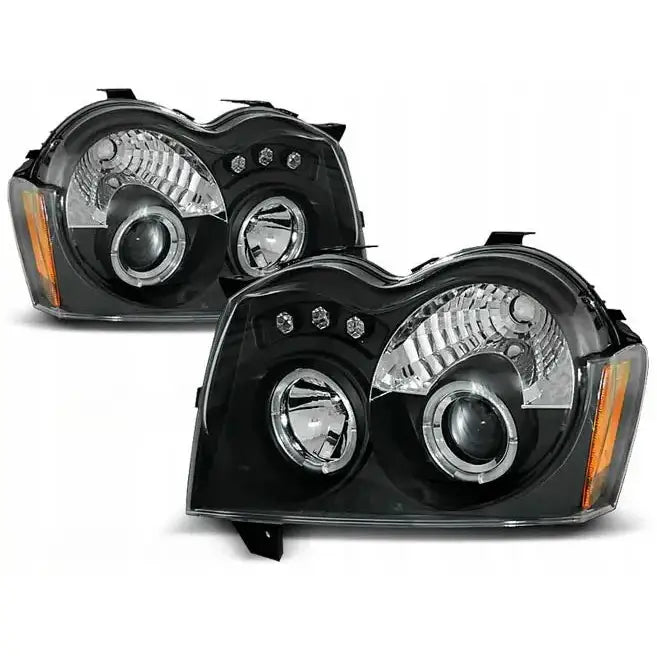 Frontlykter Jeep Grand Cherokee Wh 05-08 Angel Eyes Black - 1