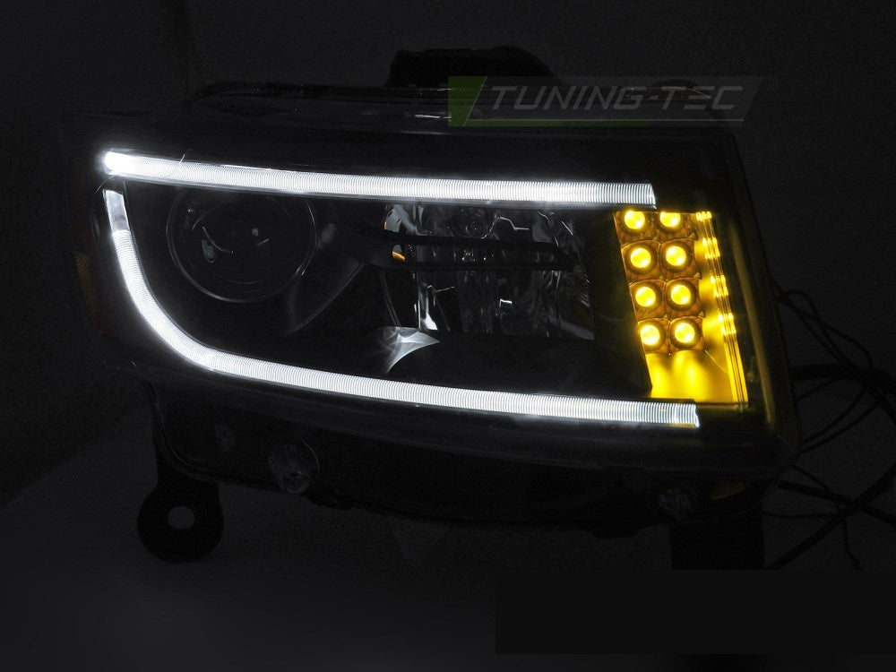 Jeep Grand Cherokee WK2 frontlykter tube light svart LPCH43 komplett sett