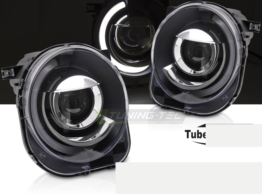 Tube Light frontlykter til Jeep Renegade svart finish komplett par nærbilde