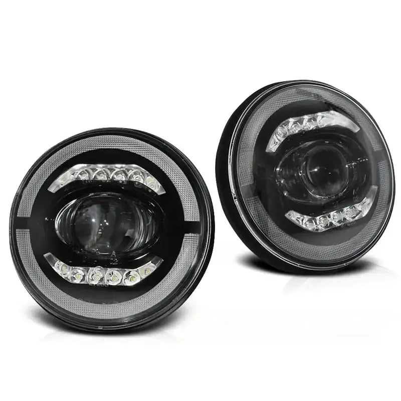 Frontlykter Jeep Wrangler Tj/ Lj/ Jk 96-18 Angel Eye Led Black - 1