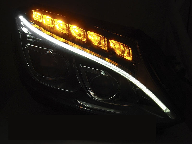 Komplett sett frontlykter True DRL svart finish Mercedes C-Klasse W205