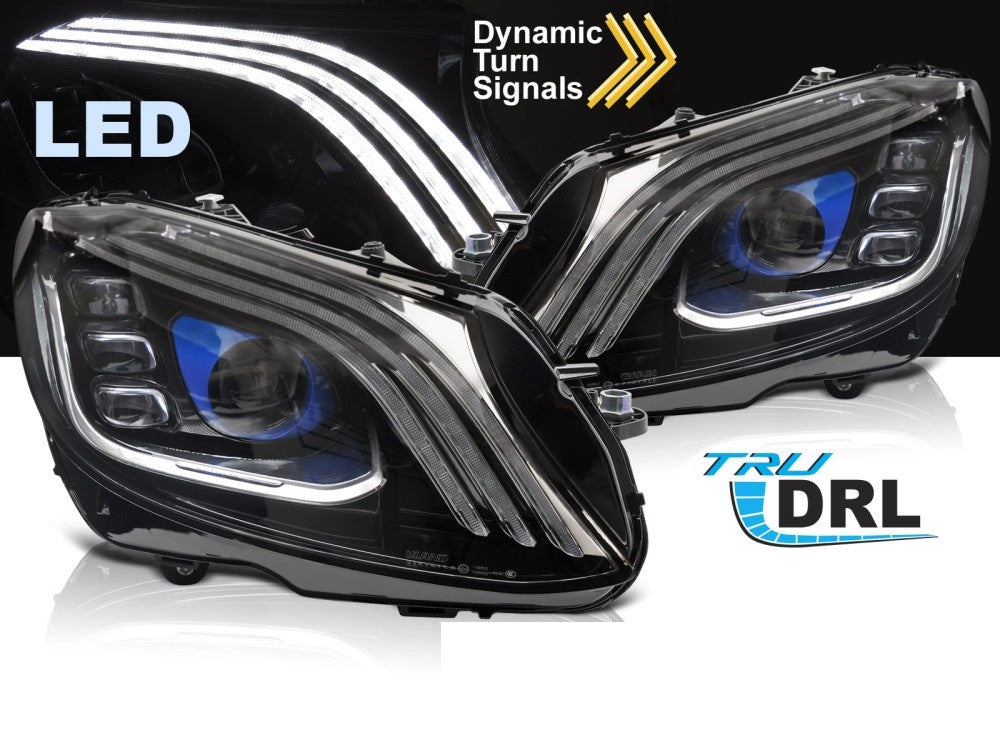 Frontlykter Mercedes W205 2014–2021 full LED svart finish parvis
