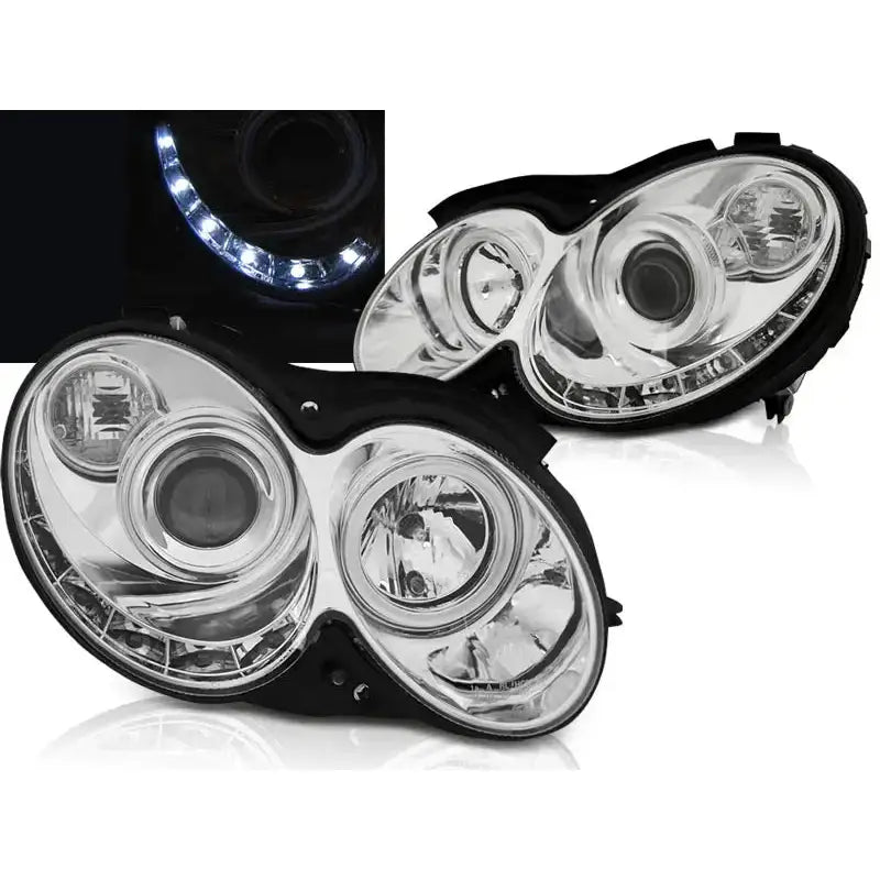 Frontlykter Mercedes Clk W209 03-10 Chrome Led + W5w