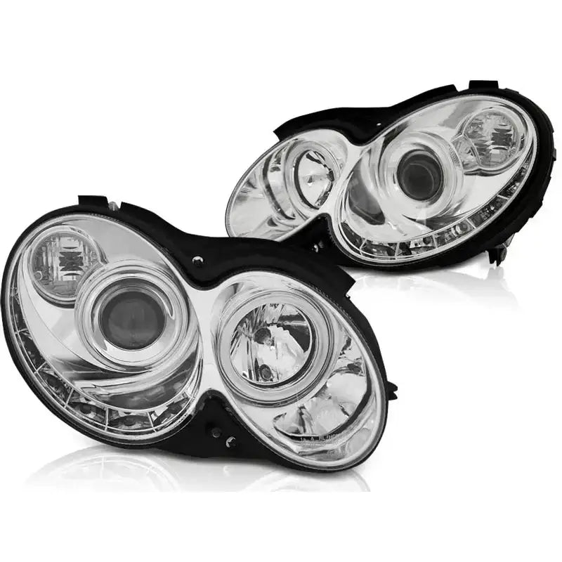 Frontlykter Mercedes Clk W209 03-10 Chrome Led + W5w