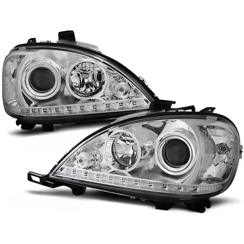 Frontlykter Mercedes W163 Ml M-klasse 09.01-05 Chrome Led - 1