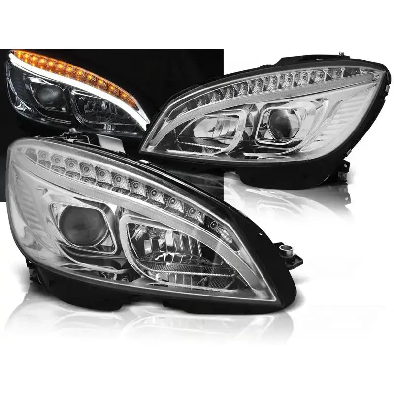 Frontlykter Mercedes W204 07-10 Chrome Tube Light H7 - 1