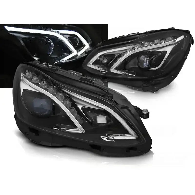 Frontlykter Mercedes W212 13-16 Black Led Drl - 1