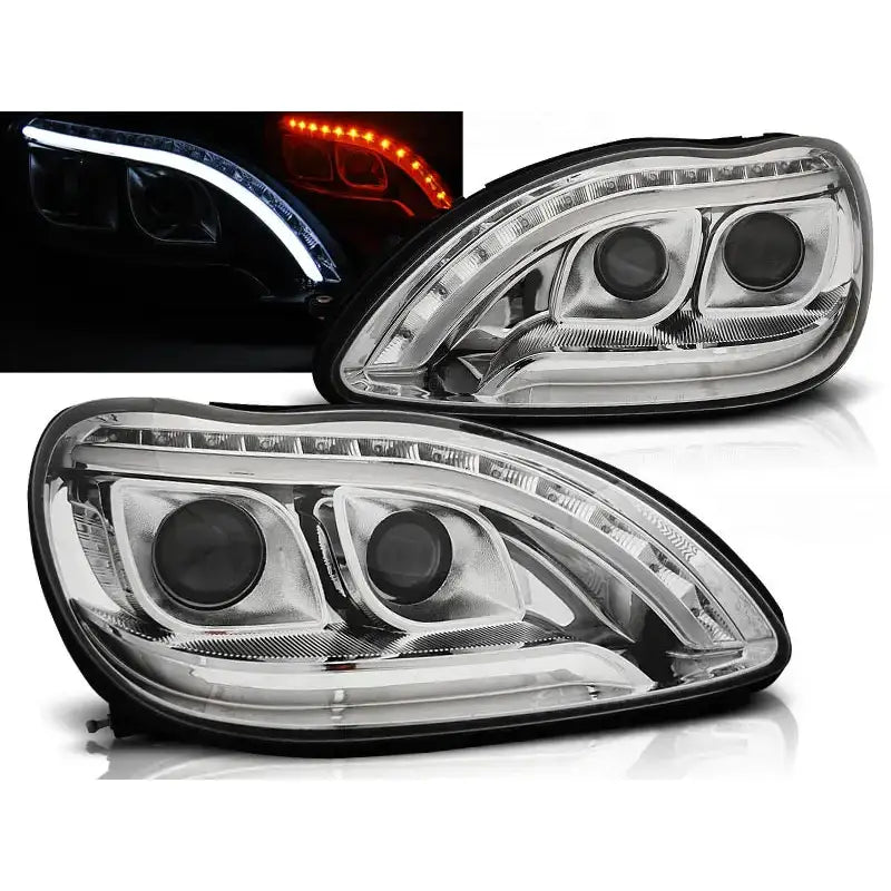 Frontlykter Mercedes W220 S-klasse 09.98-05.05 Chrome Led - 1