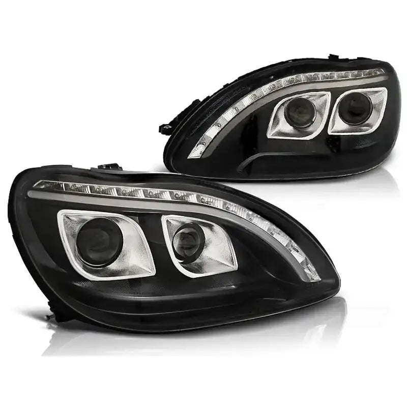 Frontlykter Mercedes W220 S-klasse 09.98-05.05 Daylight Black Led - 2