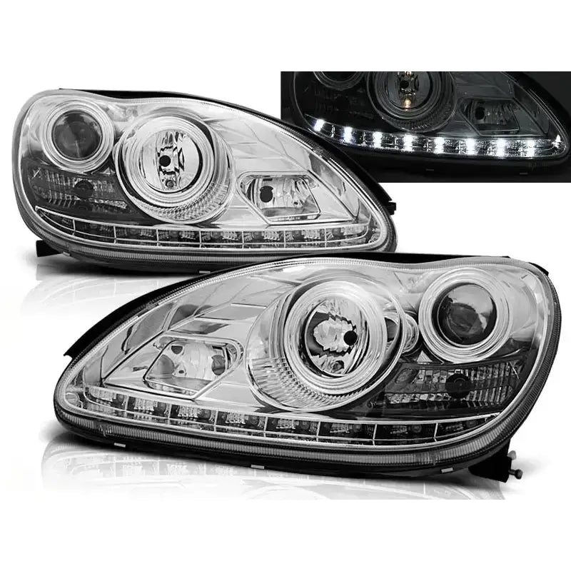 Frontlykter Mercedes W220 S-klasse 09.98-05.05 Daylight Chrome - 1