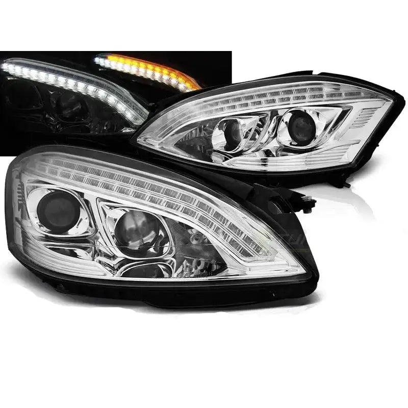 Frontlykter Mercedes W221 05-09 Daylight Hid Chrome - 1