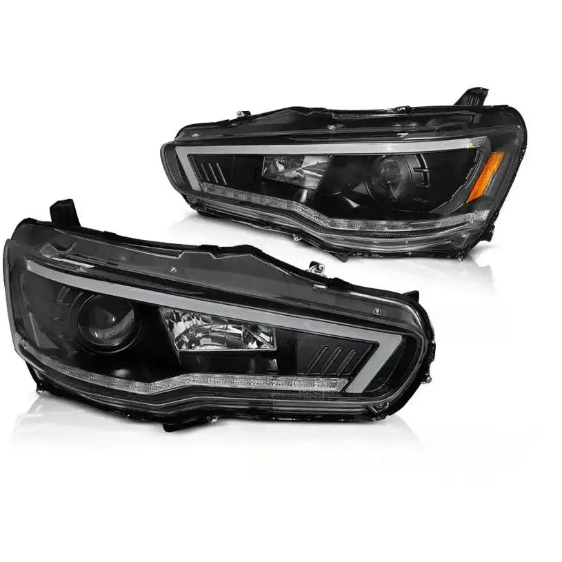 Frontlykter Mitsubishi Lancer 08- Led Black Seq - 1