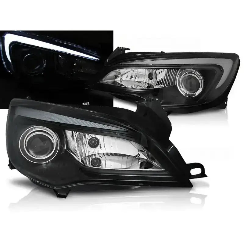 Frontlykter Opel Astra j 10-15 Tube Light Black