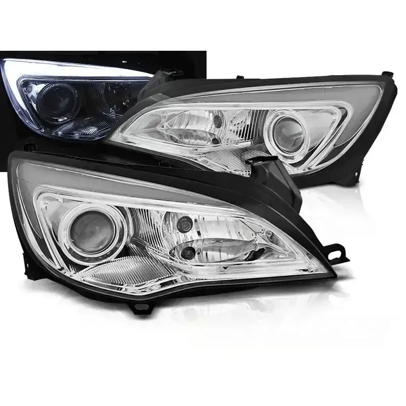 Frontlykter Opel Astra j 10-15 Tube Light Chrome