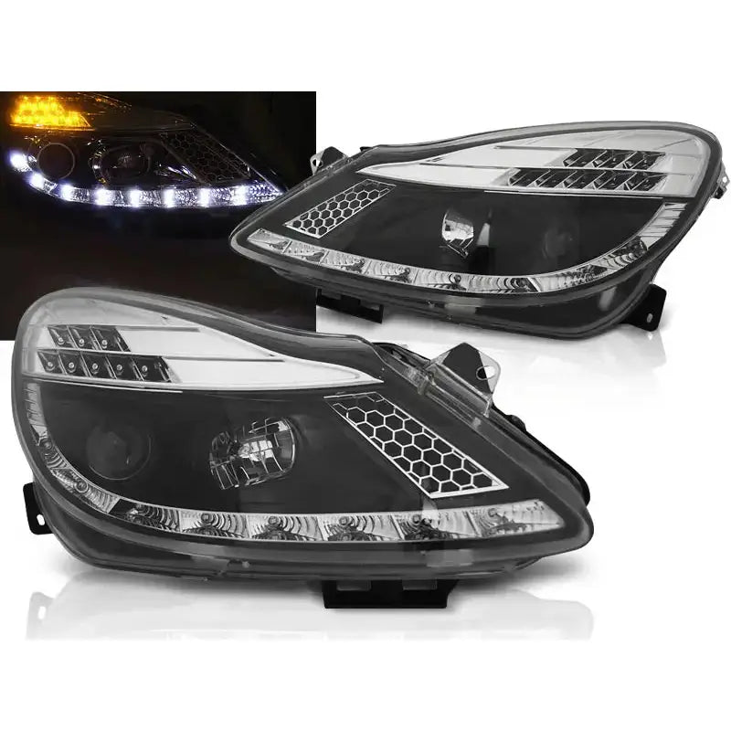 Frontlykter Opel Corsa d 04.06-11 Black Led + Pw21w