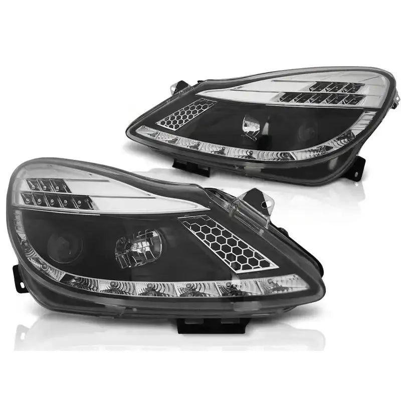 Frontlykter Opel Corsa d 04.06-11 Black Led + Pw21w