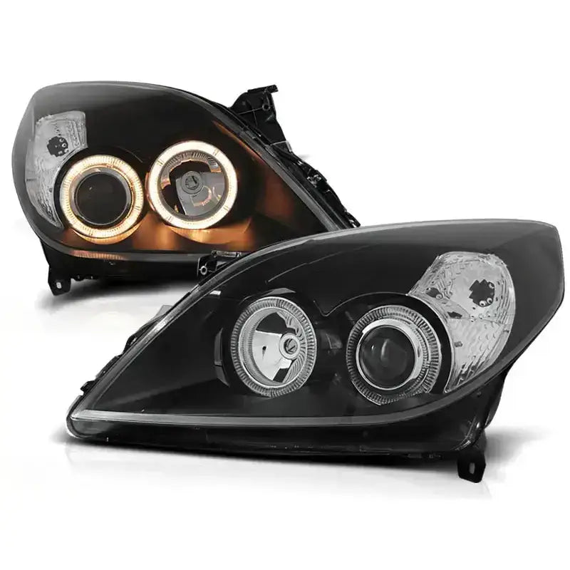 Frontlykter Opel Vectra c 09.05-08 Angel Eyes Black