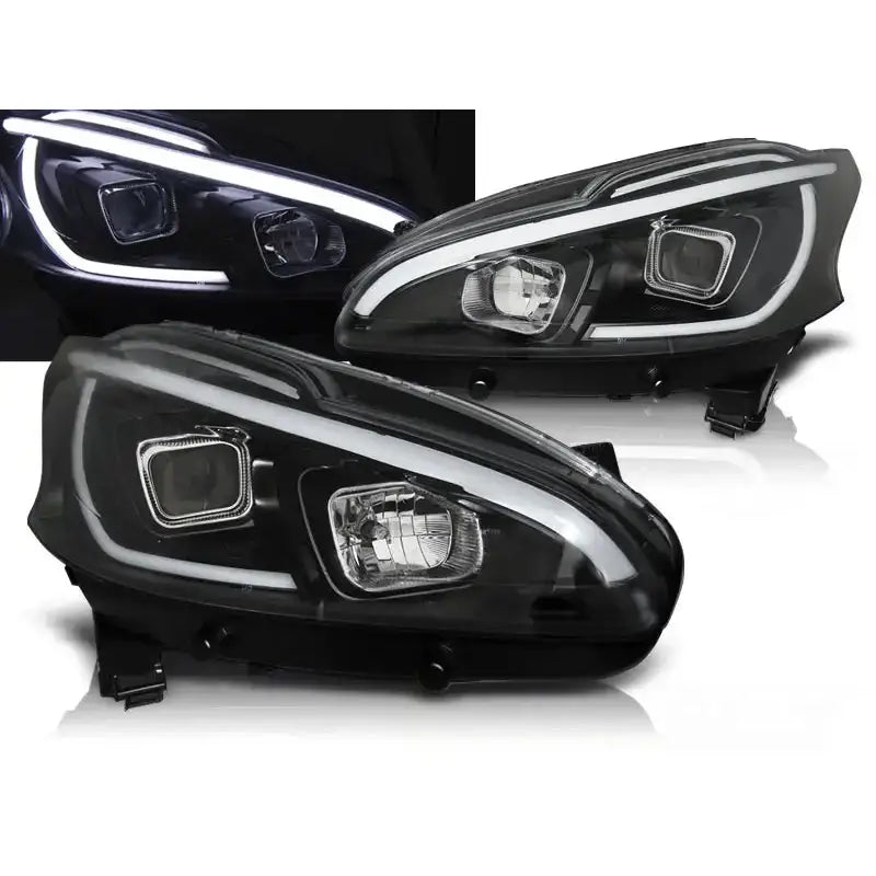 Frontlykter Peugeot 208 4.12-06.15 Tube Light Black - 1