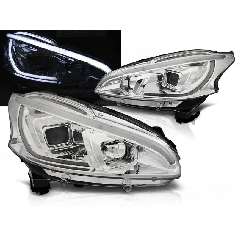 Frontlykter Peugeot 208 4.12-06.15 Tube Light Chrome - 1