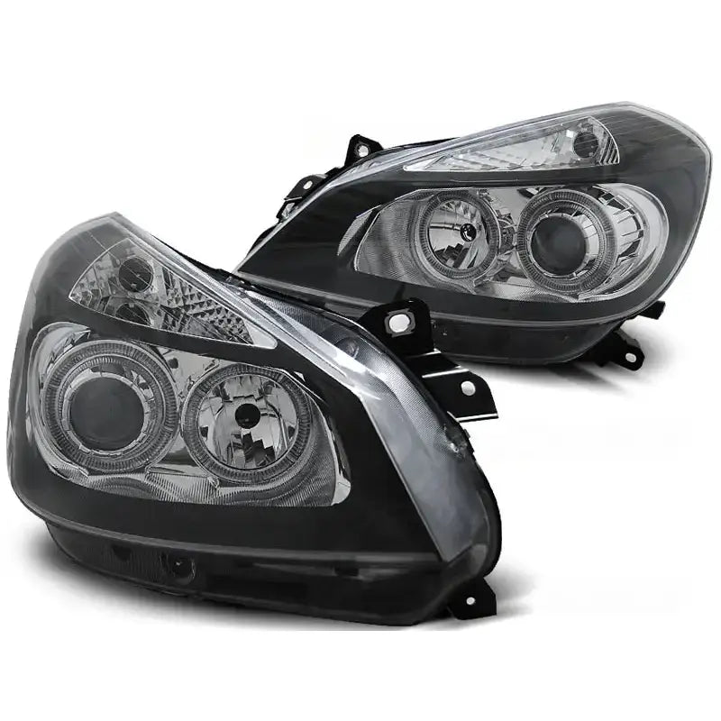 Frontlykter Renault Clio 3 05-09 Black Angel Eyes - 2