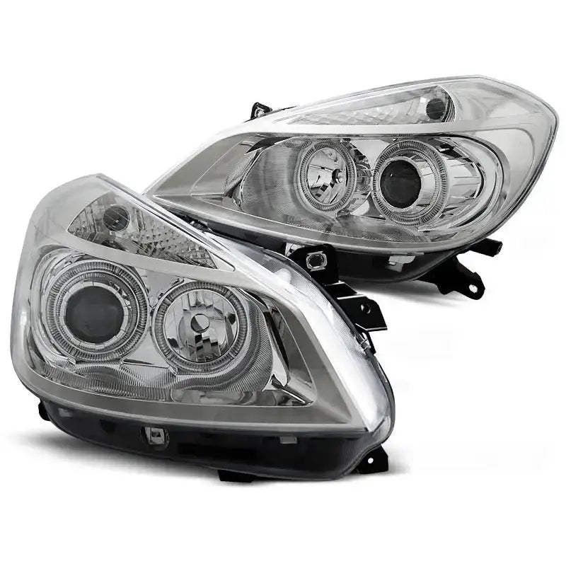 Frontlykter Renault Clio 3 05-09 Chrome Angel Eyes - 2