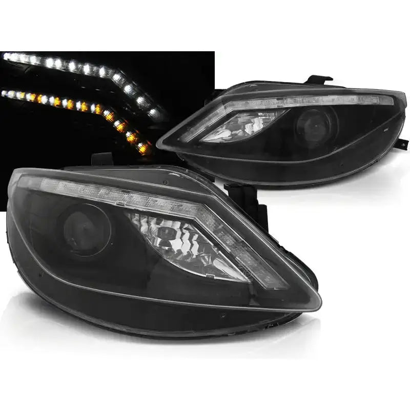 Frontlykter Seat Ibiza 6j 06.08-12 Led Indicator Black