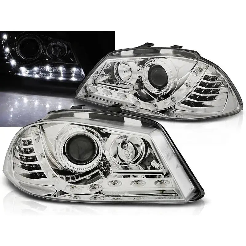 Frontlykter Seat Ibiza 6l 04.02-08 Chrome Led - 1