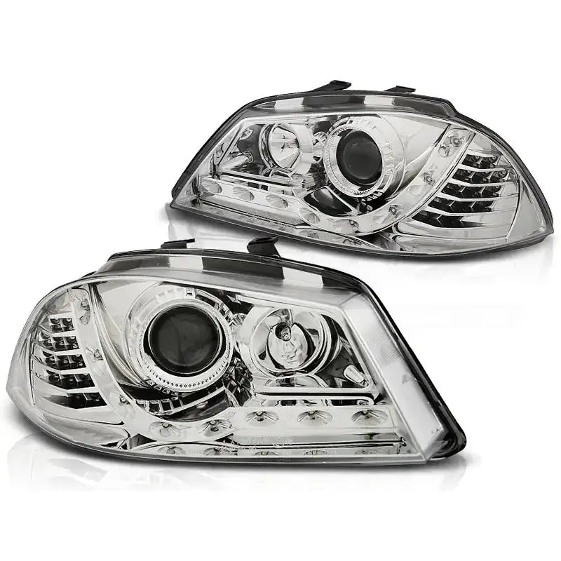 Frontlykter Seat Ibiza 6l 04.02-08 Chrome Led - 2