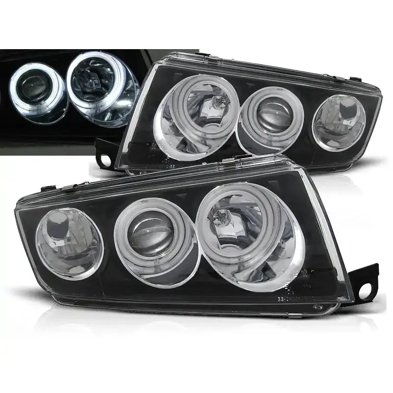 Frontlykter Skoda Fabia i 12.99-08 Angel Eyes Black - 1