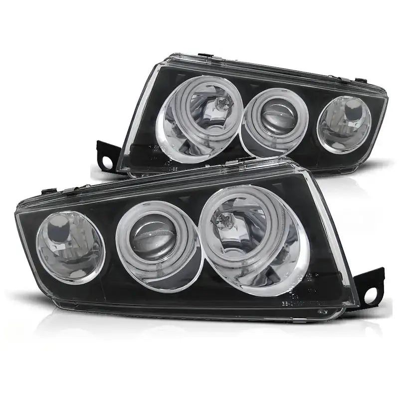 Frontlykter Skoda Fabia i 12.99-08 Angel Eyes Black - 2