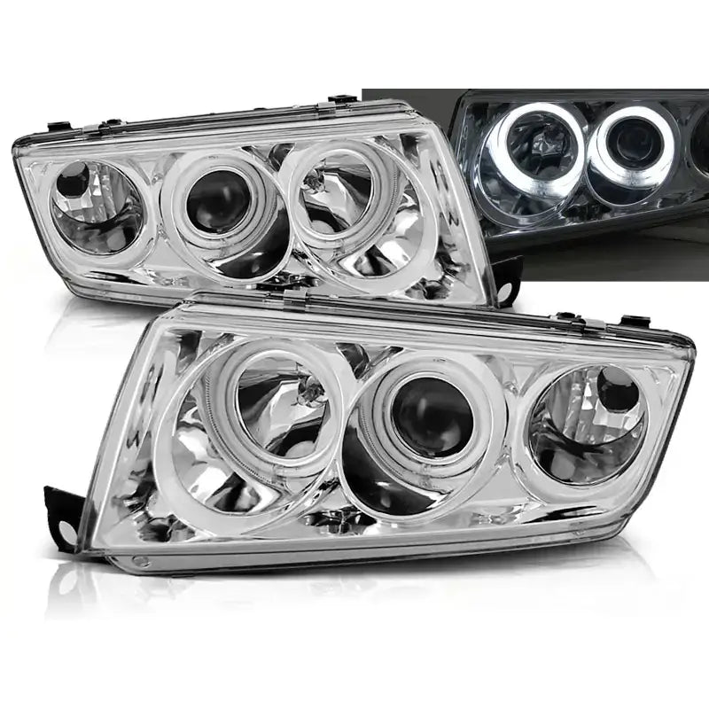 Frontlykter Skoda Fabia i 12.99-08 Angel Eyes Chrome - 1