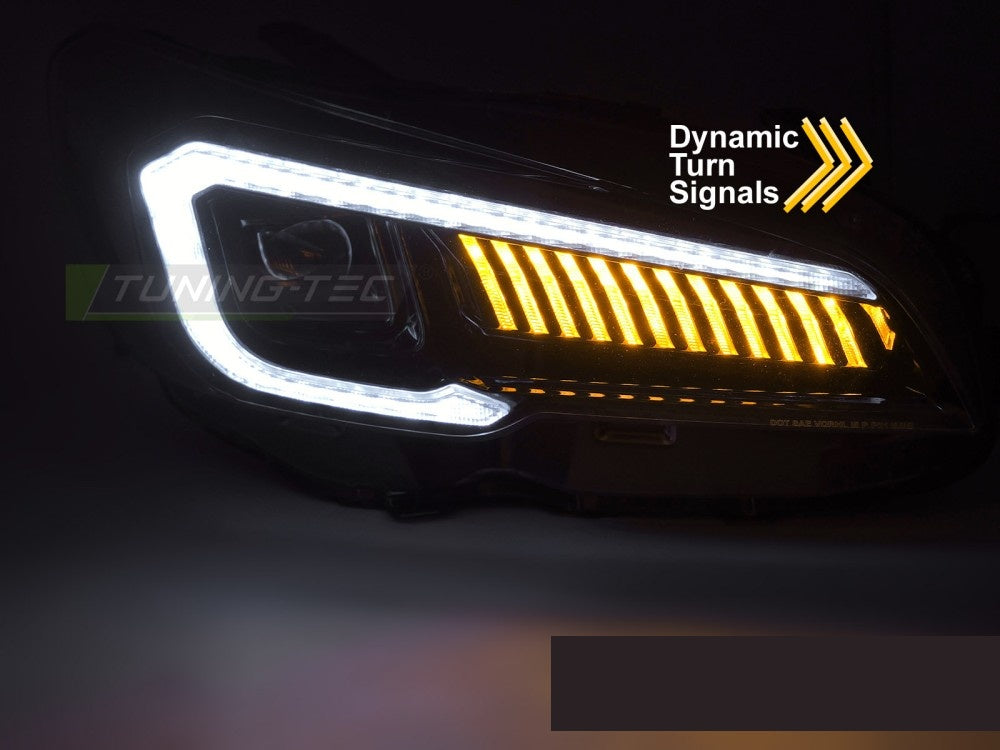 Komplett sett frontlykter LED Tube svart for Subaru WRX 2014–2022
