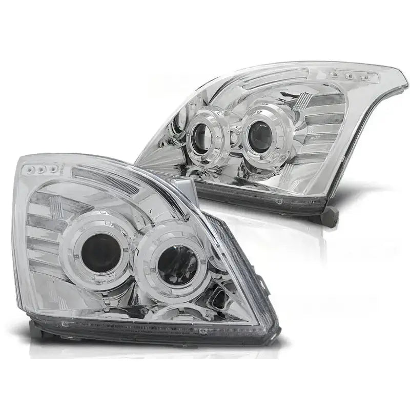 Frontlykter Toyota Land Cruiser J120 02-09 - Chrome Angel Eyes