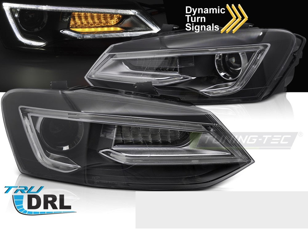 Volkswagen Polo V frontlykter LED svart detaljbilde av lyktehus