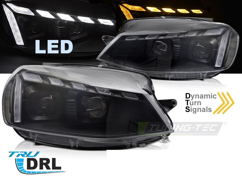 Full LED frontlykter Volkswagen Golf 7 2017–2019 svart finish med DRL-stripe