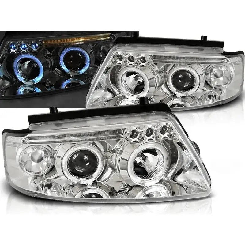 Frontlykter Vw Passat B5 3b 11.96-08.00 Angel Eyes Chrome