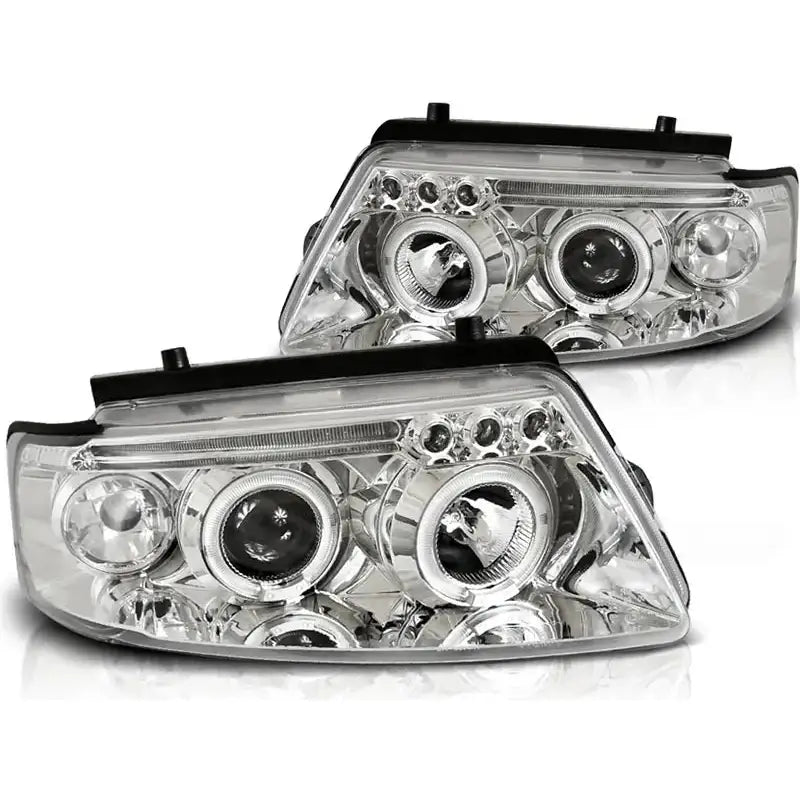 Frontlykter Vw Passat B5 3b 11.96-08.00 Angel Eyes Chrome