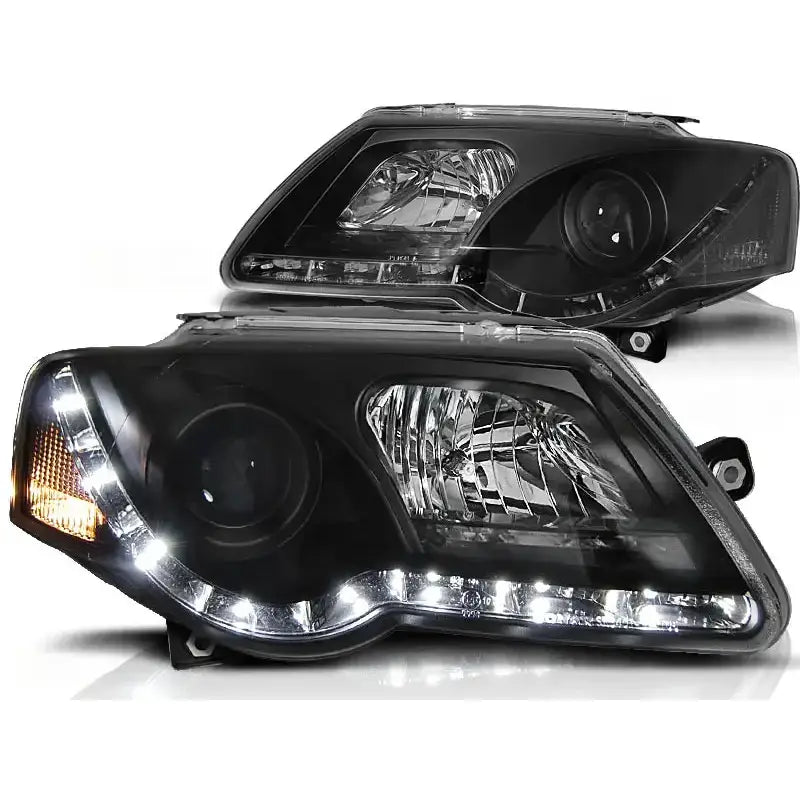 Frontlykter Vw Passat B6 3c 03.05-10 Daylight Black Led