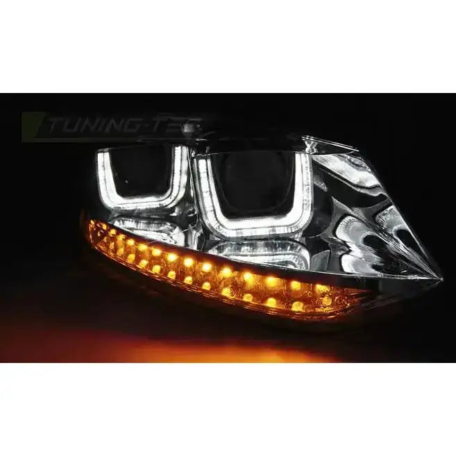 Frontlykter Vw Polo 6r 09-03.14 U-type Led Seq Chrome