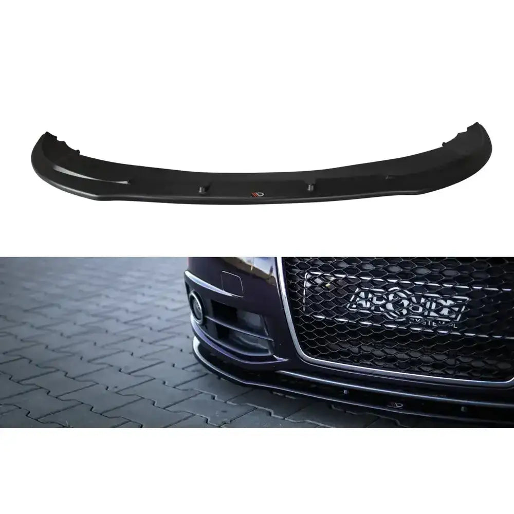 Frontleppe Audi A6 C6 S-Line Fl i sort plast, vist montert og alene mot hvit bakgrunn.