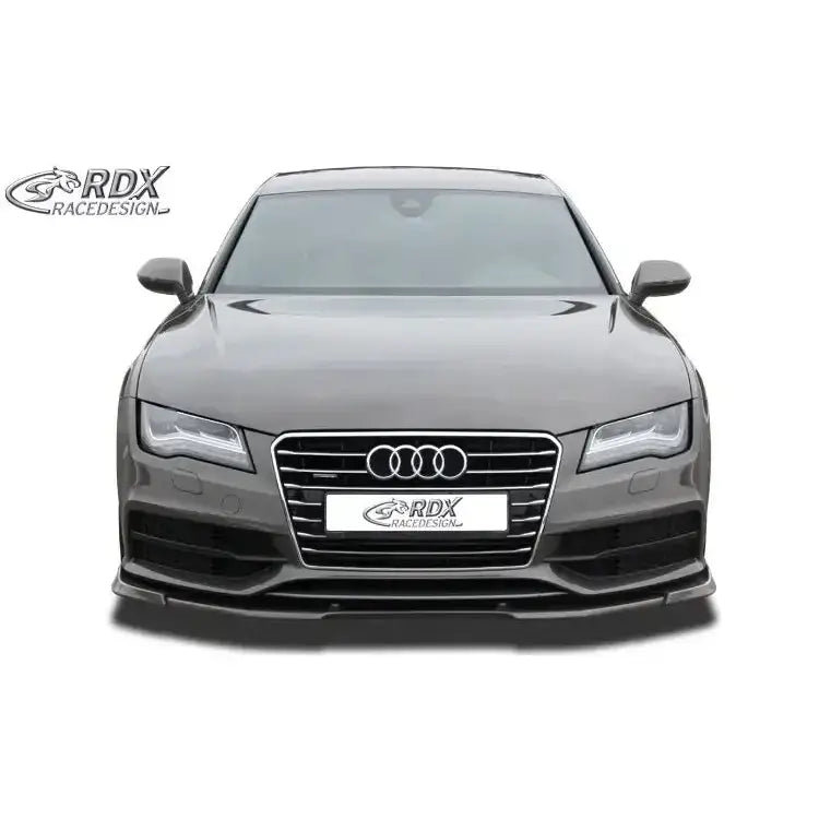 Frontsplitter til Audi A7 S-Line 2010-2014, mørk grå bil med RDX RaceDesign-logo.