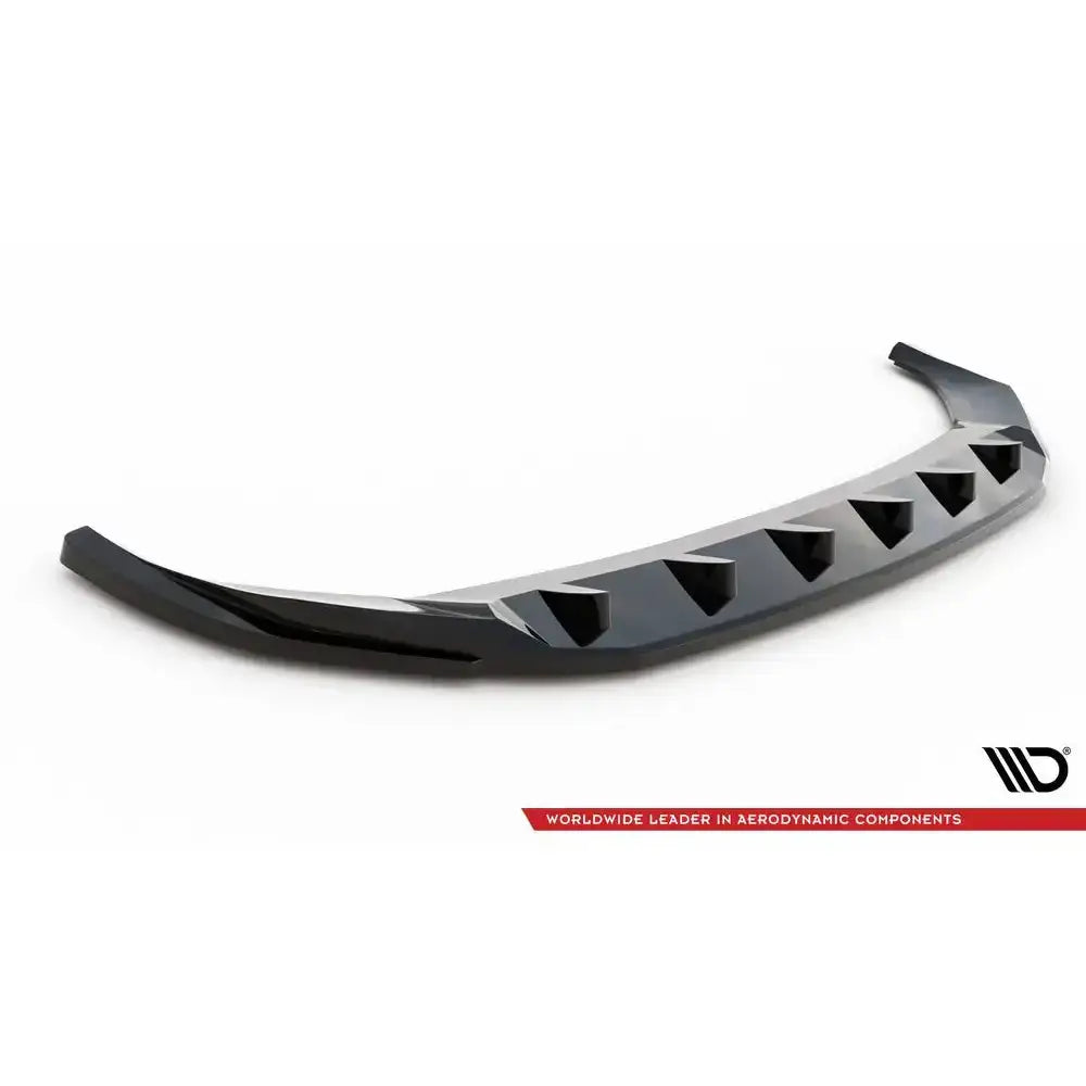 Front splitter Audi SQ5/Q5 S-Line Facelift i sort glans med seks hevede elementer, skrå vinkel.