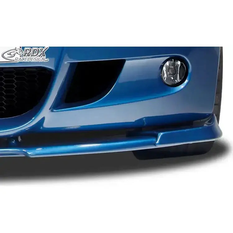 Frontleppe BMW 1 E81/E87 M-Tech i blått, nærbilde med tåkelys og blankt lakkert overflate.