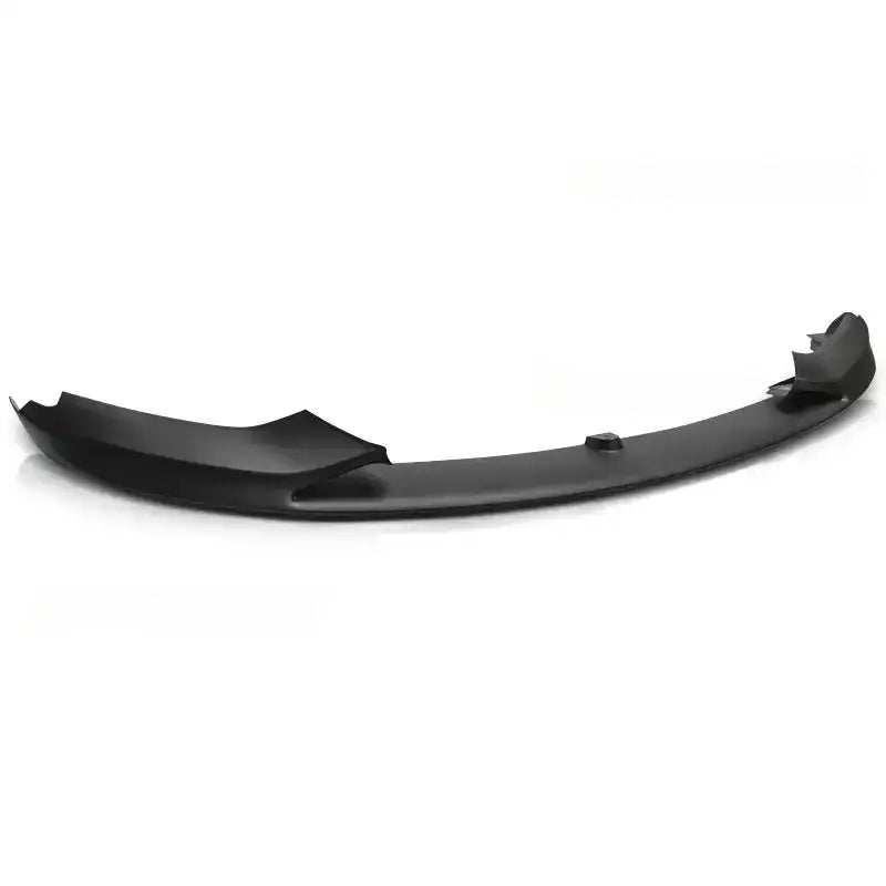 Frontspoiler til BMW 4-serie F32/F33/F36 i sort matt plast, vist fra skrå vinkel med buet design.