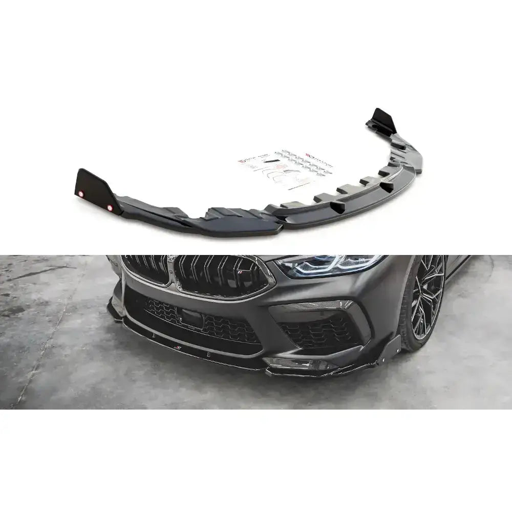Frontleppe til BMW M8 Gran Coupe F93 V.1, sort plast med markerte kanter og monteringsutstyr.