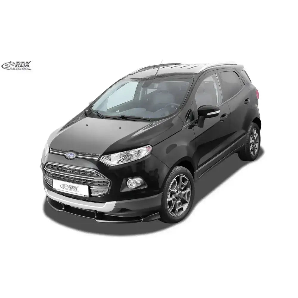 Frontspoiler på Ford EcoSport 14-17, sett skrått forfra med sølvdetaljer og mørke vinduer.