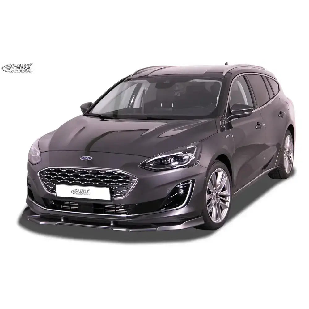 Frontspoiler på Ford Focus 4 Vignale Vario X med blank grill og store aluminiumsfelger.