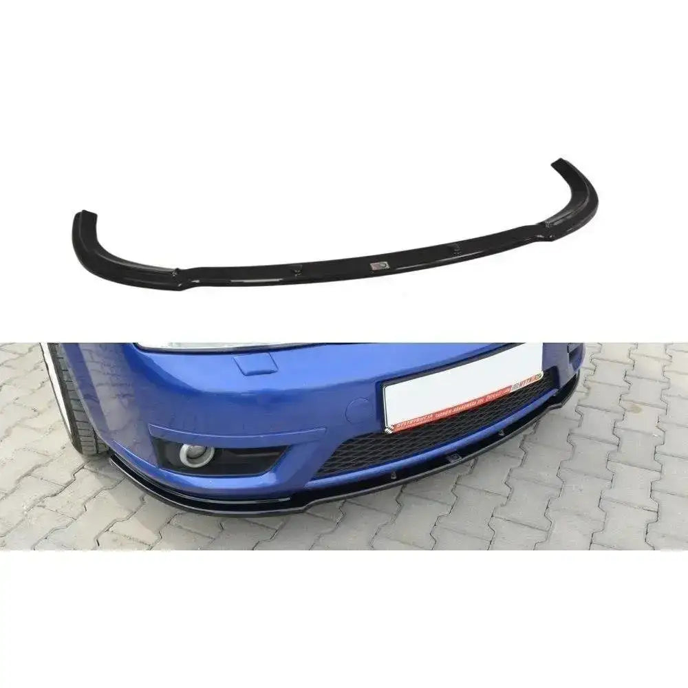 Frontleppe til Ford Mondeo Mk3 St220 i sort plast, vist både løst og montert på blå bil.