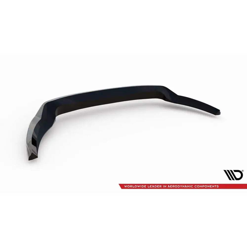 Front splitter til Ford Transit Custom Mk1, sort buet plast med glanset overflate, skrå vinkel.