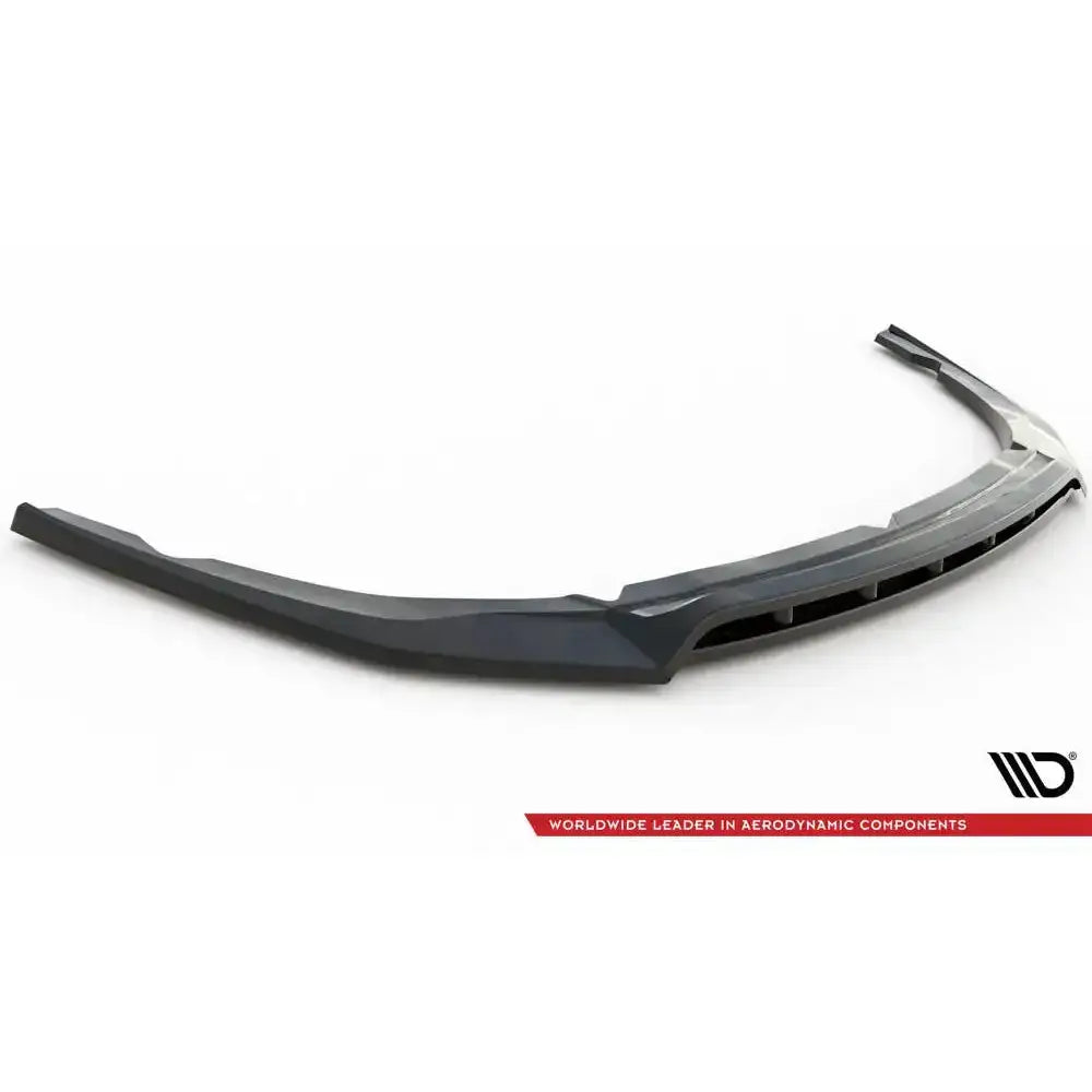 Front splitter Kia Optima 18-20 Mk4 Facelift V.1 i svart plast med røde detaljer, skrå vinkel.